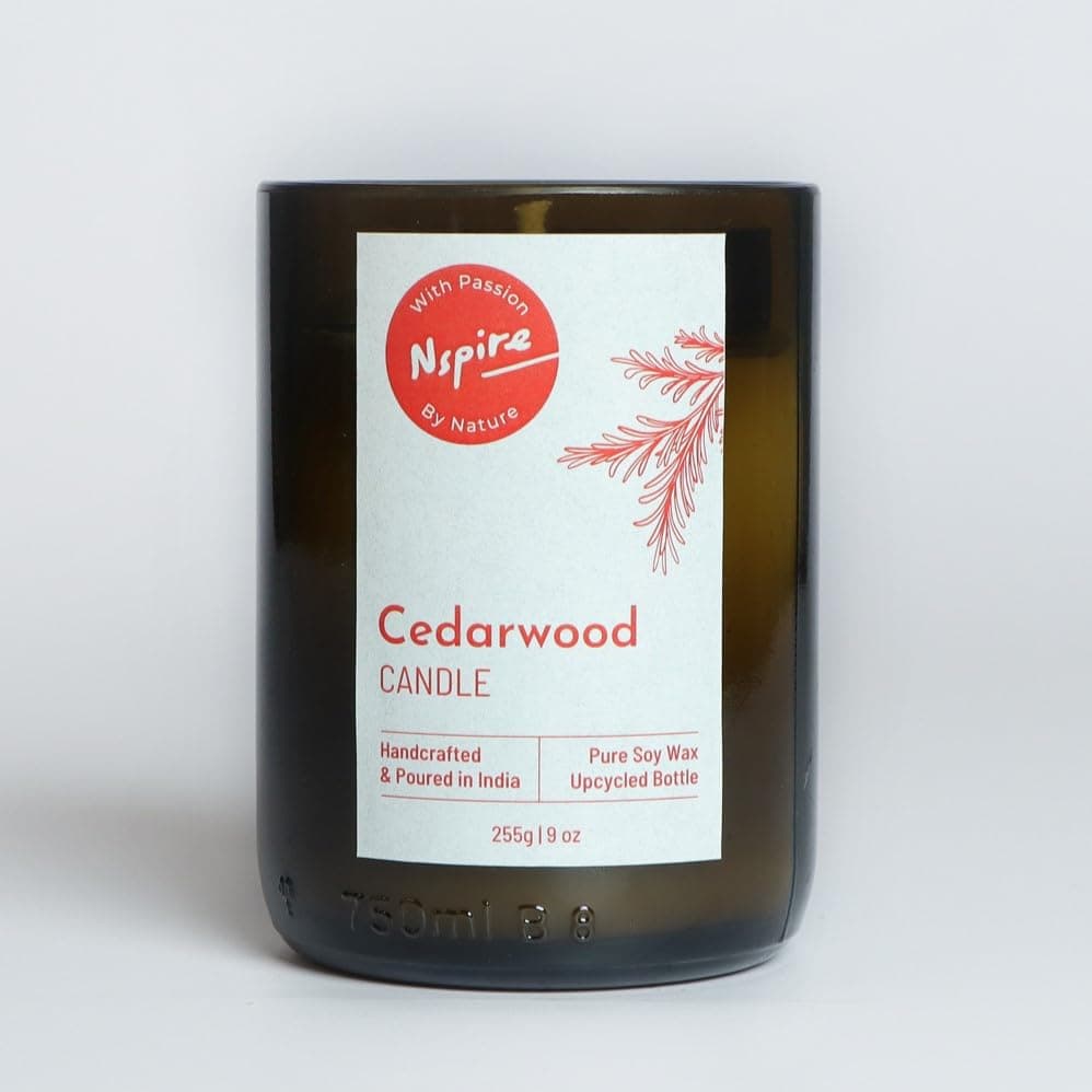 Cedarwood Soy Wax Candle HandPoured Upcycled Wine Bottle LongLasting Aromatic 9 oz Home Dcor Gift