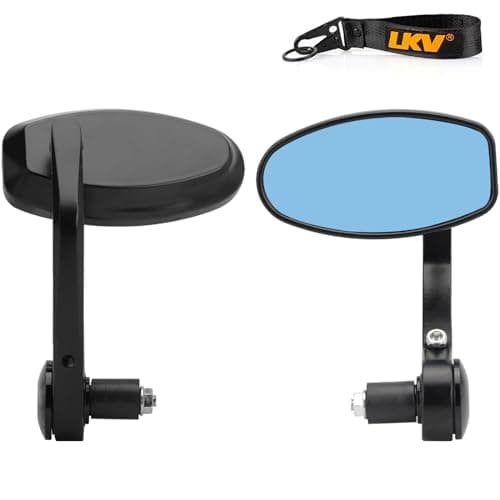 LKV Bar End Mirrors for Motorcycles with 22MM 7/8" Handlebar 360 Degree Rotation Rear View Mirror Universal Compatible with Honda Grom Yamaha Kawasaki Ducati Suzuki