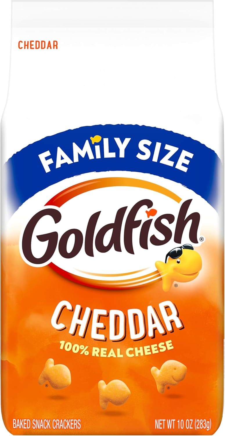 Goldfish Cheddar Crackers, Family Size, 10 Oz Bag - Baked Snack with 100% Real Cheese