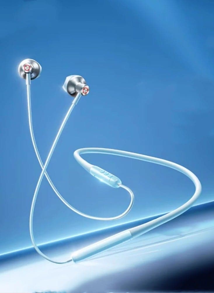 Bluetooth Earphones For Sports Neck Hanging Running, Wireless Noise Reduction, Long Battery Life, Neck Hanging Style, Sky Blue