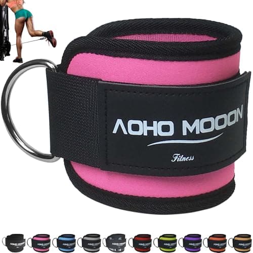 AOHO MOOON Comfortable Adjustable Ankle Straps for Cable Machines Women, Gym Workout Leg Strap, Ankle Cuffs for Glute Workouts, Foot Straps for Kickback, One Size Fit All with D Ring