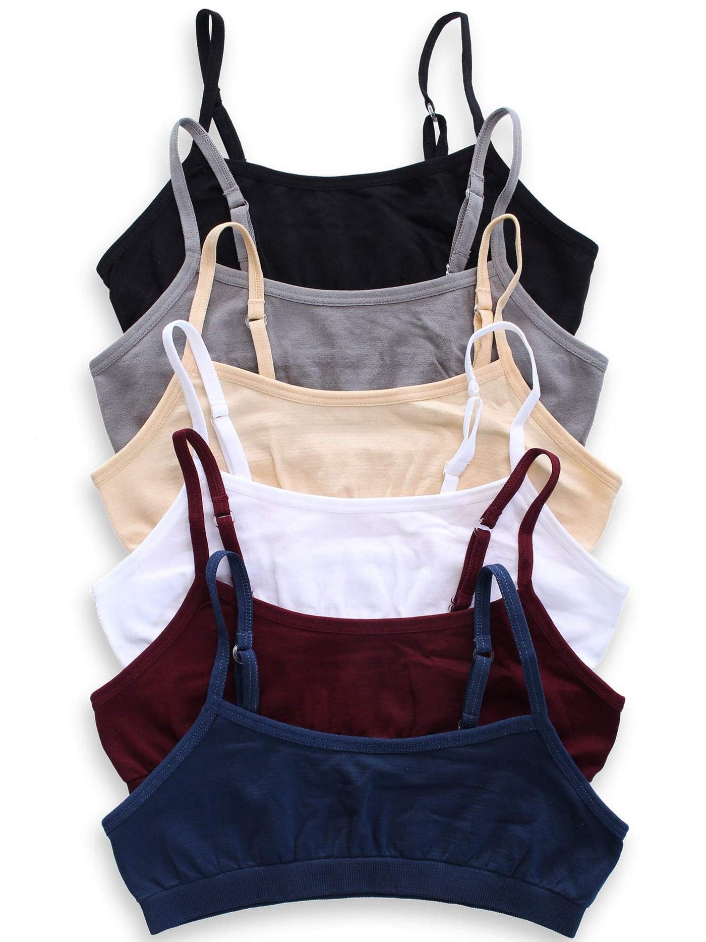 Caramel Cantina Big Girls 6 Pack Seamless Training Comfort Bras (Large, Basics)