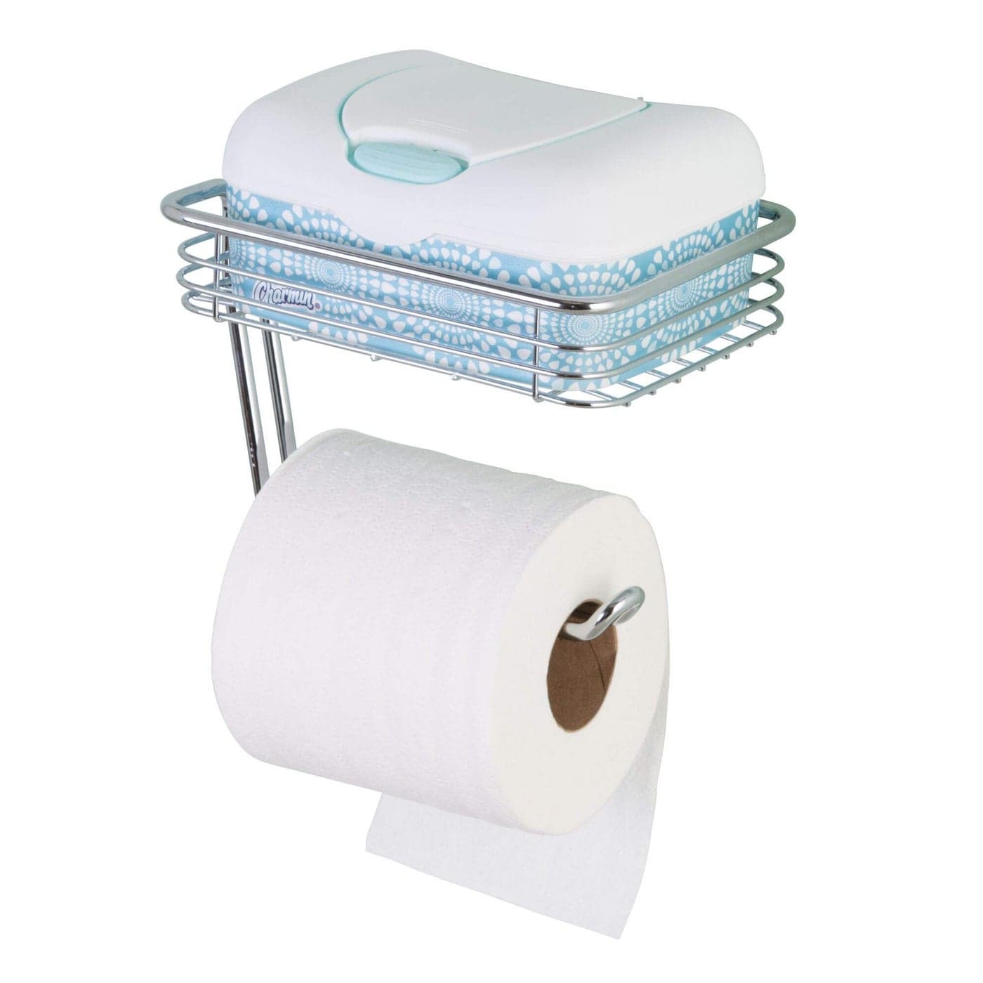 iDesign Classico Metal Wall Mount Toilet Paper Holder with Wire Shelf for Master Guest Kids Bathroom 725 x 525 x 53 Chrome