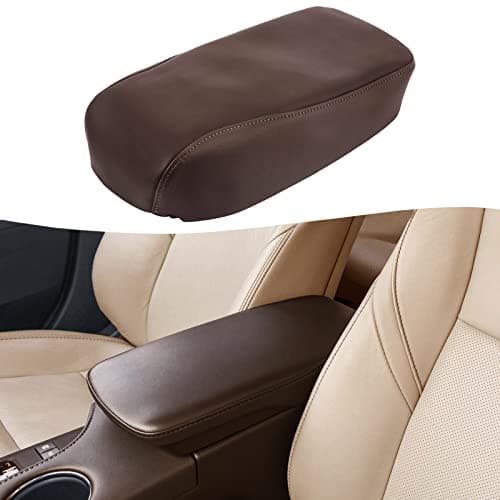 KBH Car Center Console Armrest Cover Replacement for Toyota Avalon 2013-2018, Vinyl Leather Arm Rest Skin Upholstery, Anti-Scratch, Brown (Without Lid)