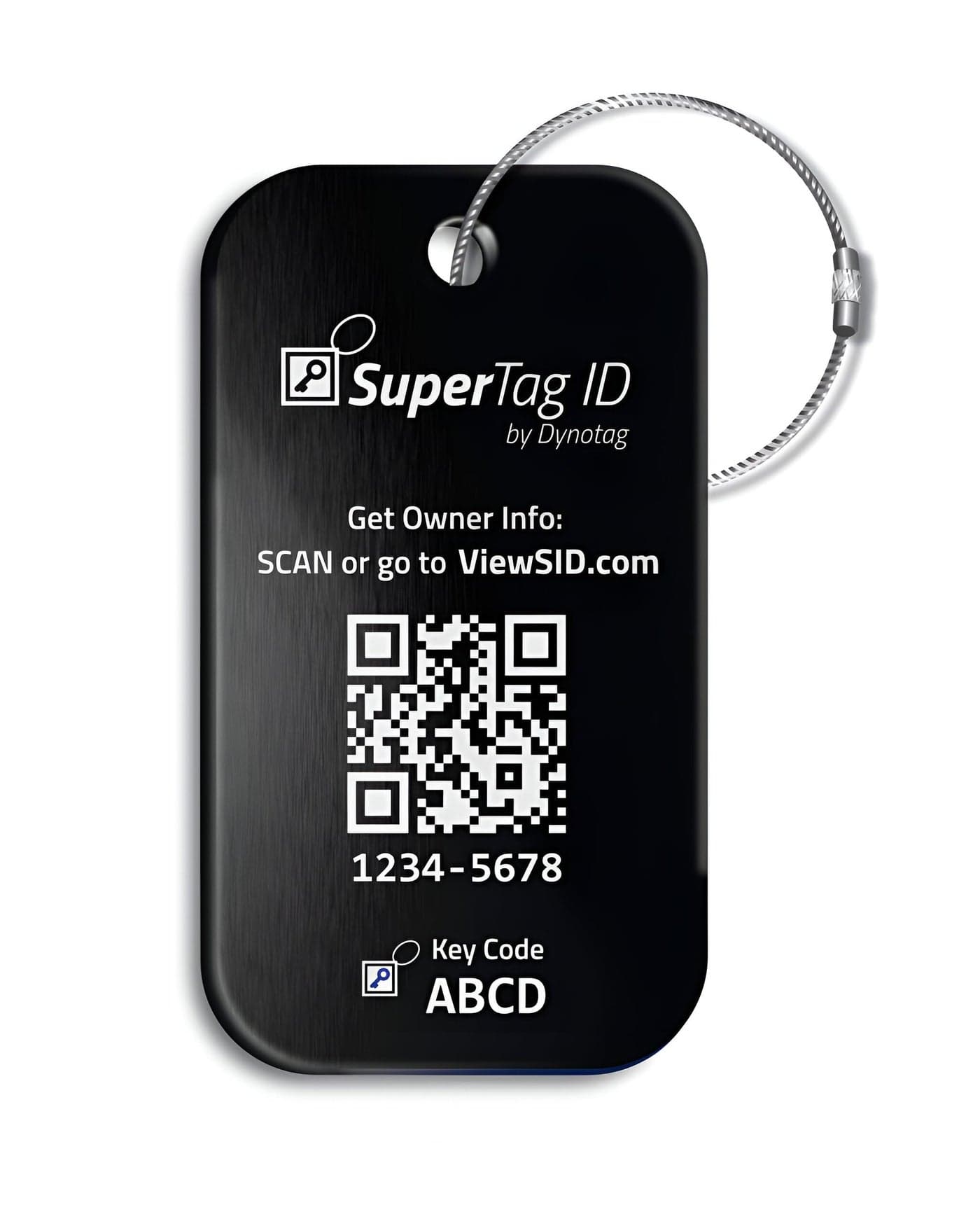 Dynotag® Sentry Series Solid Metal Web Enabled Smart Luggage Tag ID + Steel Loop, Anodized Aluminum with DynoIQ™ & Lifetime Recovery Service (Midnight Black)