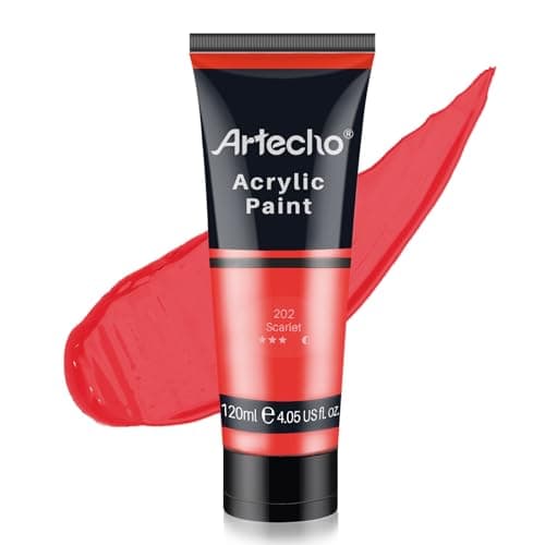 Artecho Red Acrylic Paint Scarlet Red Paint 120ml 405oz Tubes Art Craft Paints for Canvas Rock Stone Wood Fabric Art Supplies