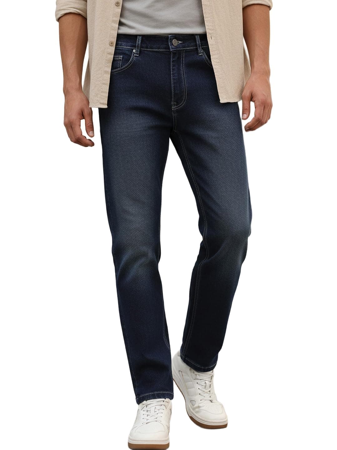 Urbano Fashion Men's Dark Blue Straight Fit Washed Jeans Stretchable (jeanstrtspr-dblue-32)