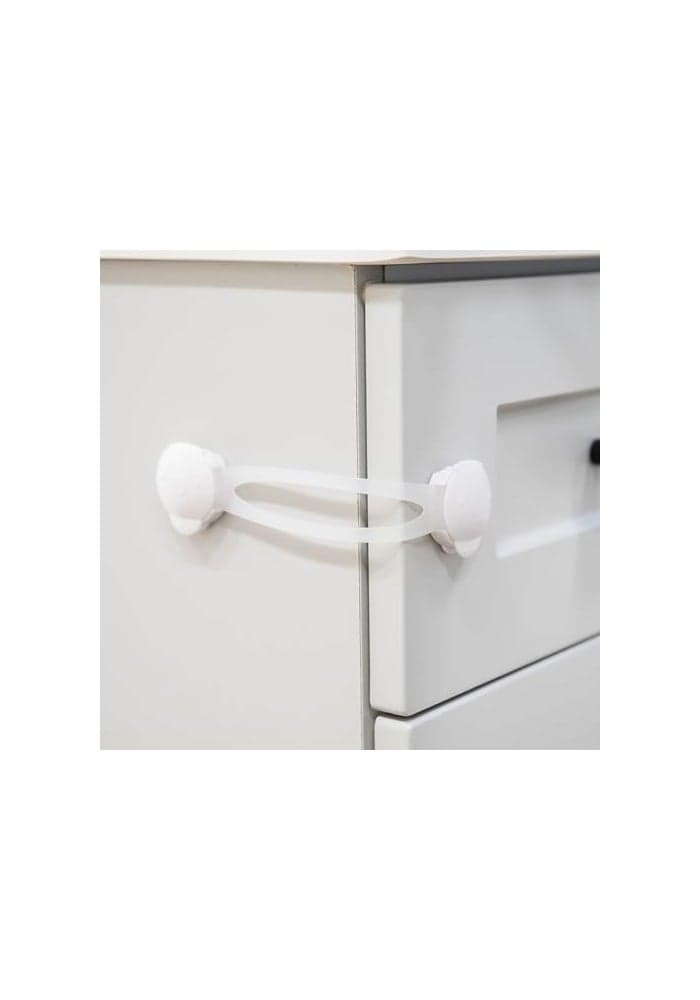 Regalo 3 Pack Child Safety Cabinet Locks No Drill Adhesive Baby Proofing Latches for Drawers Fridge and Cabinets MultiPurpose 3M Straps White