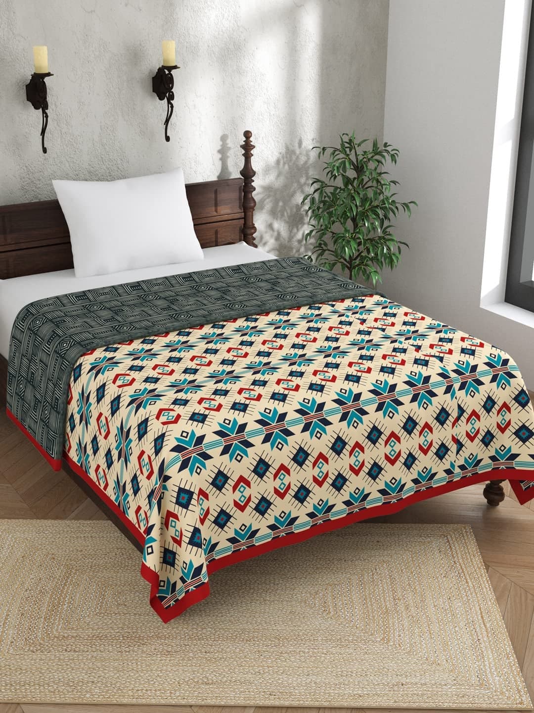 EVER HOME Cotton 120 GSM Cotton Ethic Motif Print Single Bed Dohar for Summer AC Dohar Blanket Single Bed Dohar150X224CM
