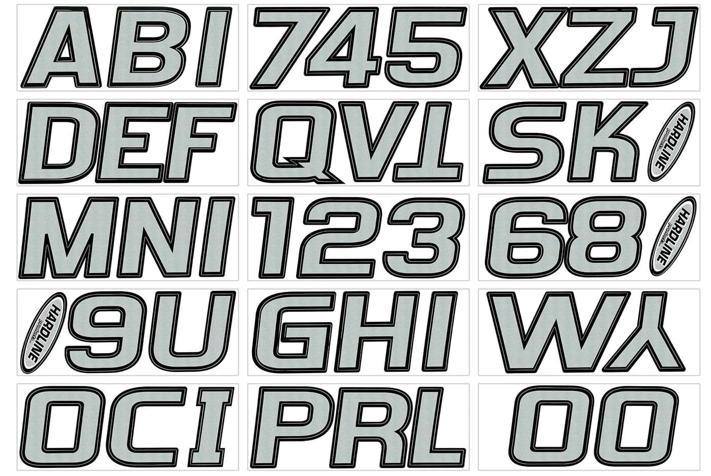 Hardline Products Series 700 Factory Matched 3-Inch Boat & PWC Registration Number Kit - Silver/Black - SIBLK700