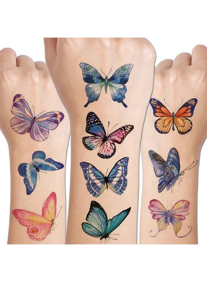 Butterfly Temporary Tattoos for Women Girls - 12 Sheets Realistic 3D Butterfly Temporary Tattoos for Party Favors Decoration