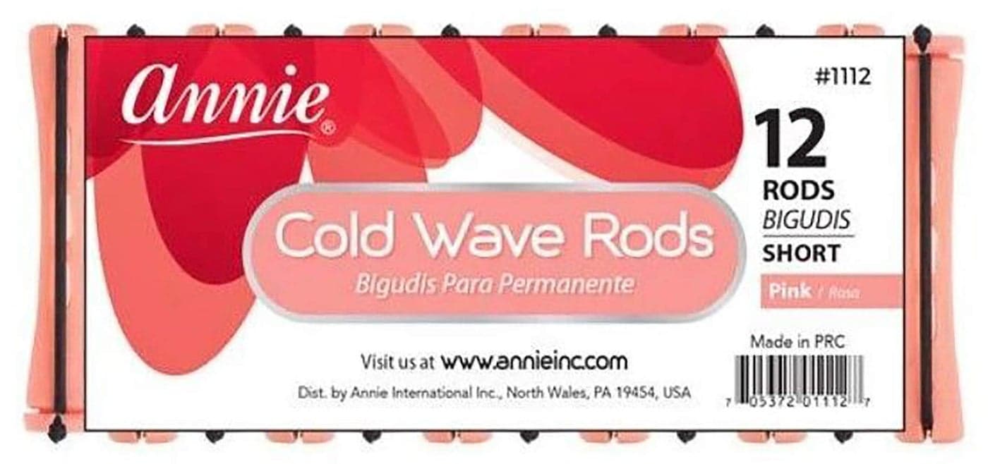 Annie Short Cold Wave Rods with Rubber Band Hair Curling and Perm Styling Pink Set of 3 Packs of 12 36 Pieces