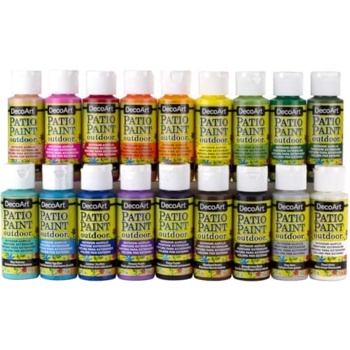 DecoArt ACRYLIC PATIO PAINT FAN FAVORITES SAMPLER SET, Assortment, 2 Fl Oz (Pack of 18)