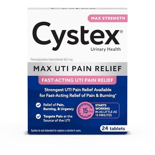 MaximumStrength UTI Pain Relief Tablets 995 mg Phenazopyridine HCl for Fast Relief of Burning Bladder Discomfort 24Count
