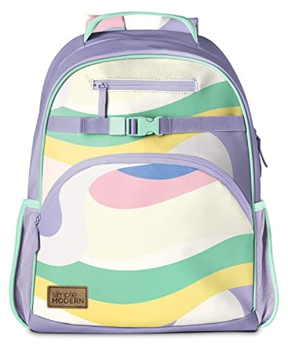 Simple Modern Vegan Leather Toddler Backpack for School Girls and Boys Kindergarten Elementary Kids Mini Backpack Cute Small Faux PU Leather Fletcher Collection Kids Medium 15 tall Waves