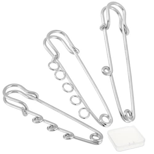 SUNNYCLUE 1 Box Safety Brooch Kilt Pins Findings with Holes Large Clutch Tie Needles Pins Clasp Kit for DIY Jewellery Badge Tie Clothes Crafting Jewelry Buckle, Silver