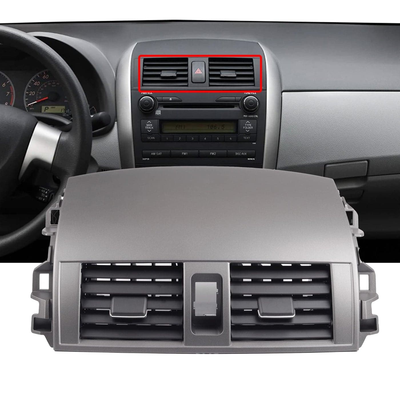 Dasbecan 5567002160 Center Dash AC Dashboard AC Air Vent Panel Console Trim Outlet Kit Compatible with Toyota Corolla 2008 2009 2010 2011 2012 2013 5566302060