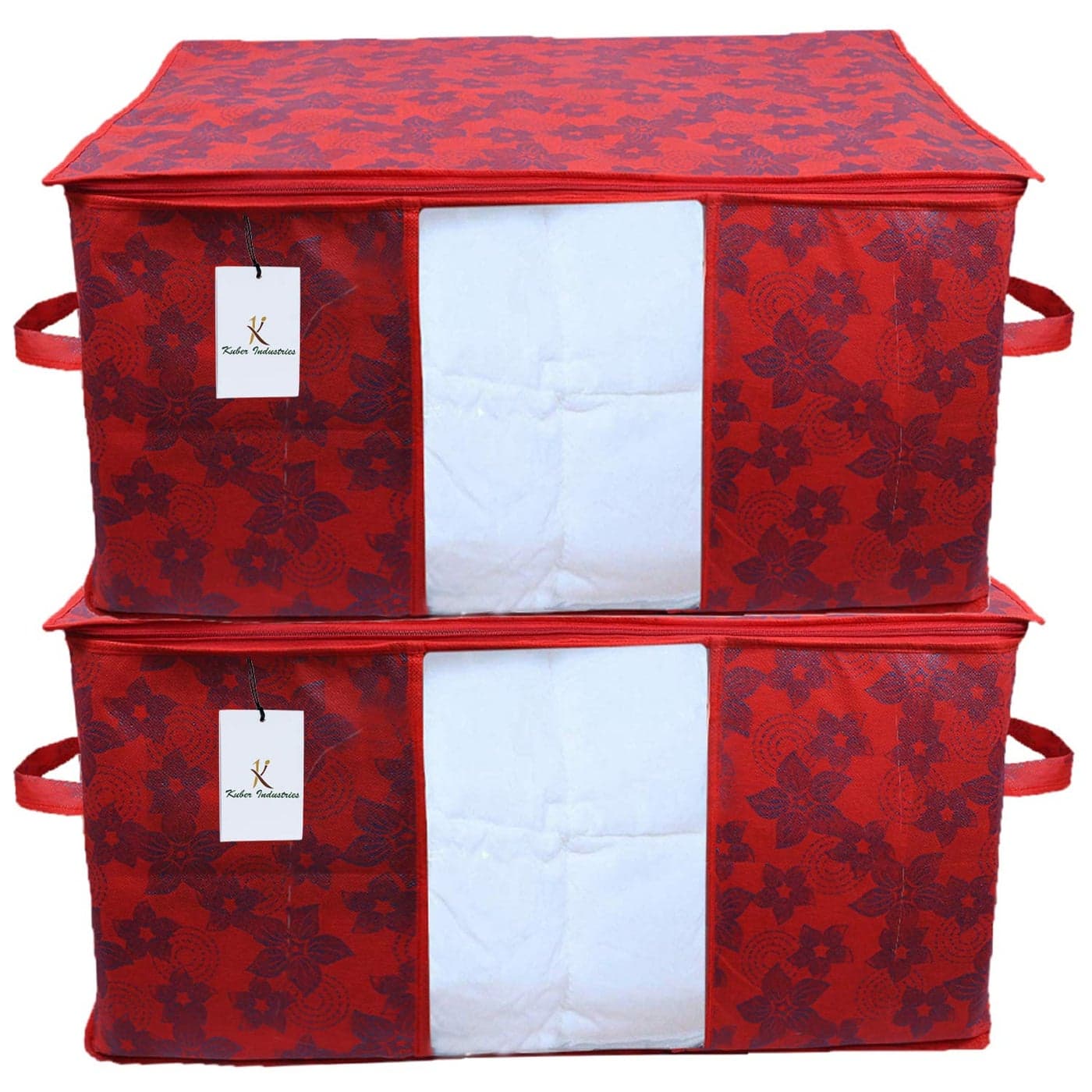 Kuber Industries Underbed Rectangular Storage Bag Organiser Blanket Cover Set of 2 Maroon
