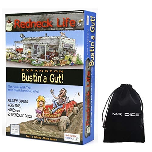 Redneck Life Expansion Bustin A Gut Board Game Bundle with Mr Dice Drawstring Bag