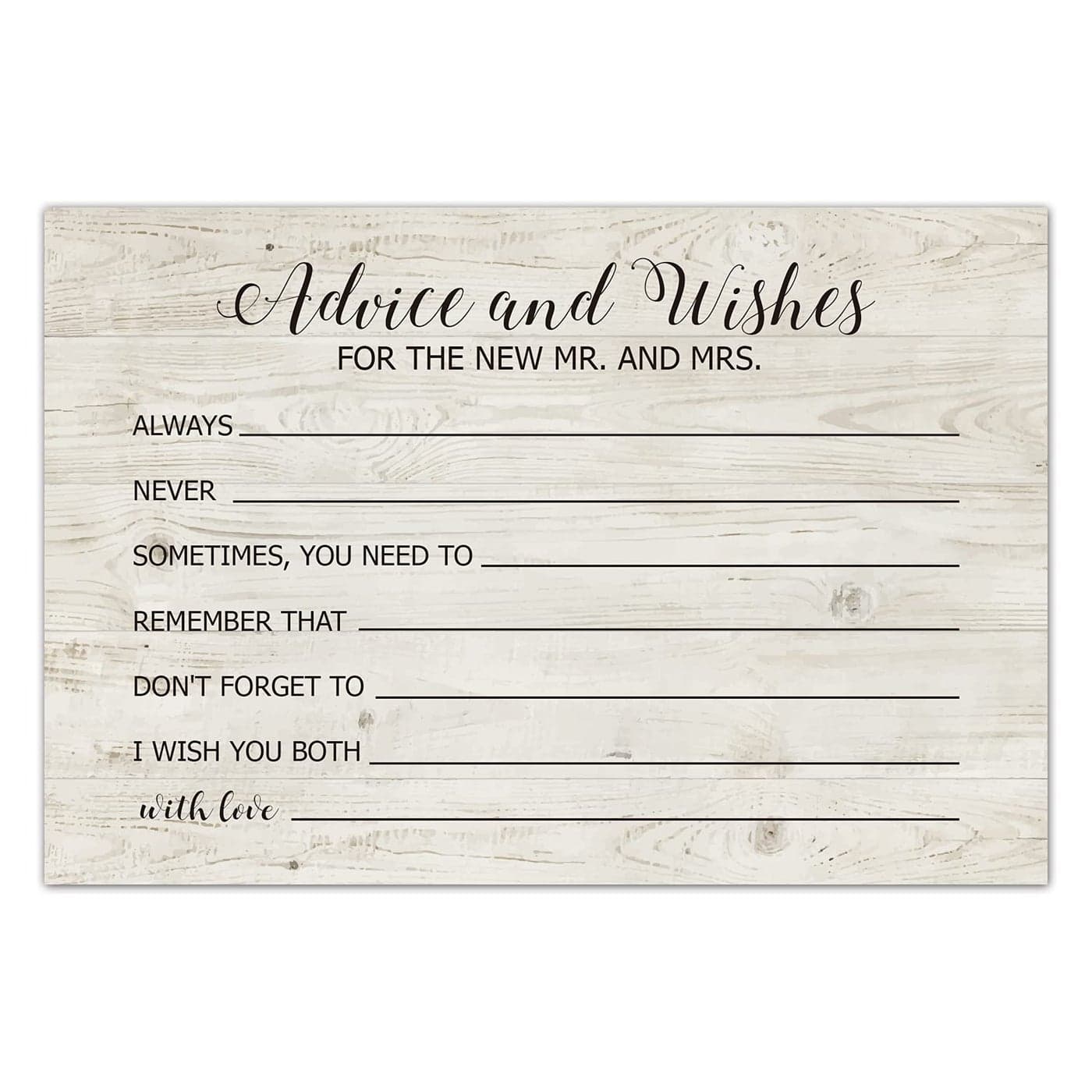 Advice and Wishes Cards for the New Mr and Mrs Bride Groom Newlyweds Wedding Advice Cards Perfect for Bridal Shower or Wedding Wedding Guest Book Alternative Pack of 50 4x6 Inch