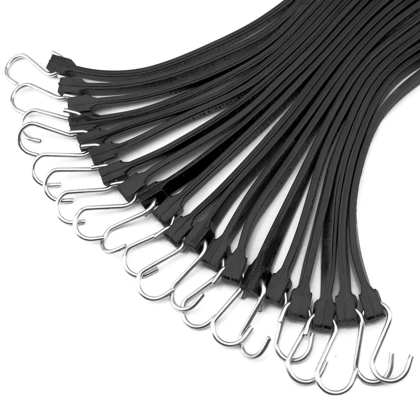 XSTRAP STANDARD 21 100 EPDM Natural Rubber Tarp Straps Black Long Bungee Cords with Metal S Hooks Tie Down Straps for Outdoor Tarp Covers Canvas Canopies Motorcycle and Cargo 20 Pack