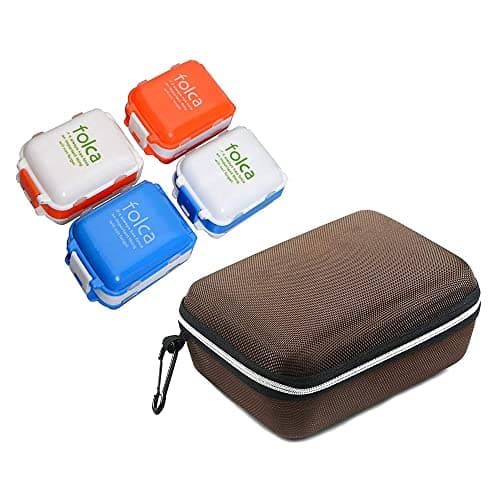 Store2508 Combo Deal 4 Pcs Pill Organisers & Zippered EVA Hard Case for Storing Medicines or other items, Multicolour