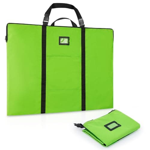 Large Size Art Portfolio Bag with Nylon Shoulder 24 x 36 inches Light Weight Poster Storage Bag Board Holder with Handle and Zipper for Poster Sketching and Drawing Green