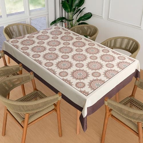 Homerz Premium 8-10 Seater Dining Table Cover, Size 60 x 108 inch Exact, Waterproof and Easy to Clean (Jhoomar)