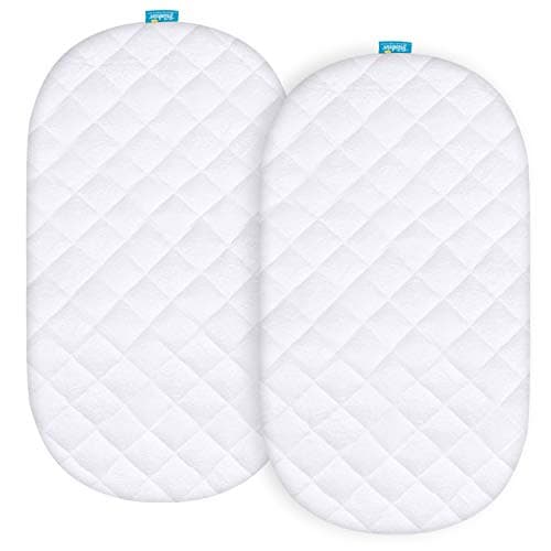 Waterproof Mattress Protector, Quilted Mattress Cover for Moses Basket Mattress & Silver Cross Stroller Bassinet Mattress, 2 Pack, Ultra Soft Surface, White