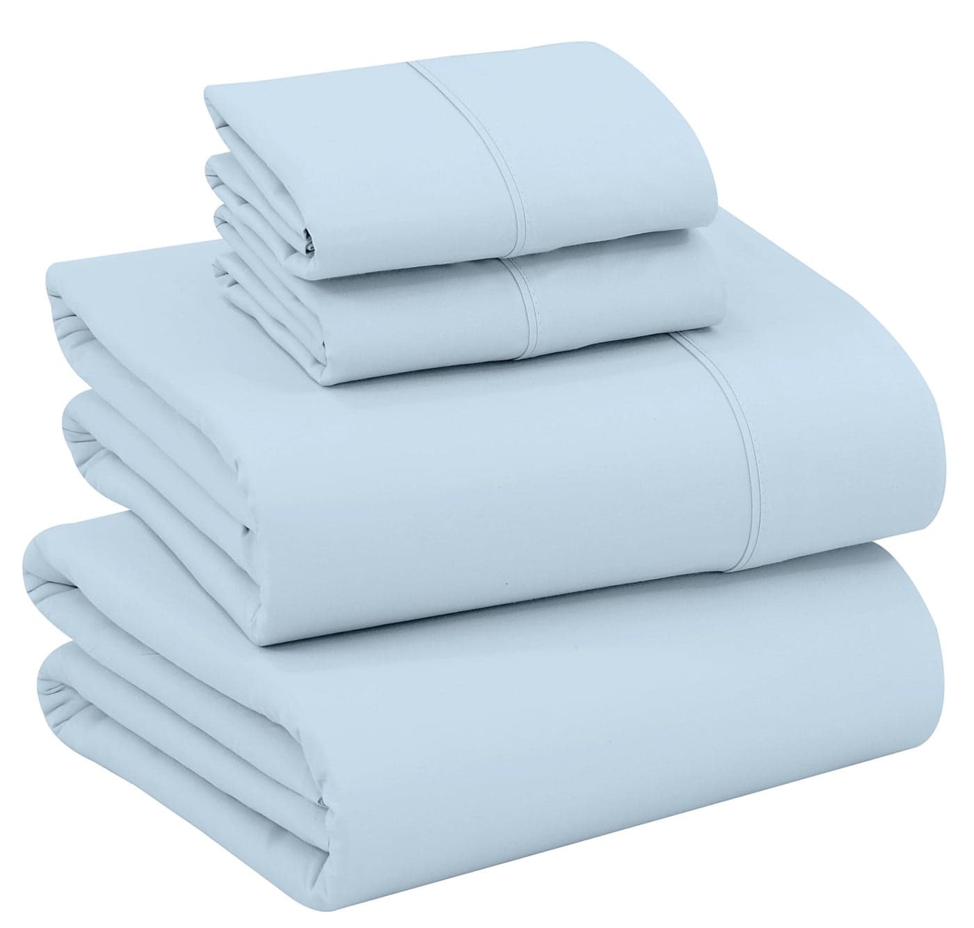 RUVANTI 100 Cotton Sheets Full Size Percale Bedding Cooling Breathable Durable with a Crisp Soft Comfortable Feel 16 Deep Pocket 4Piece Set Baby Blue