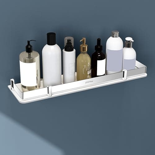 Plantex Acrylic Shelf for Bathroom/Living Room Wall Mounted Shelf with Silver Railings - Bathroom Accessories (White, 18x6 inches)