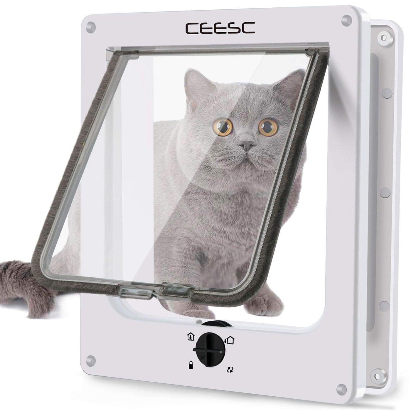 CEESC Extra Large Cat Door Outer Size 116 x 98 Rotary 4 Way Locking Cat Door for Interior Exterior Doors Weatherproof Pet Door for Cat Doggie with Circumference 248Upgraded Version