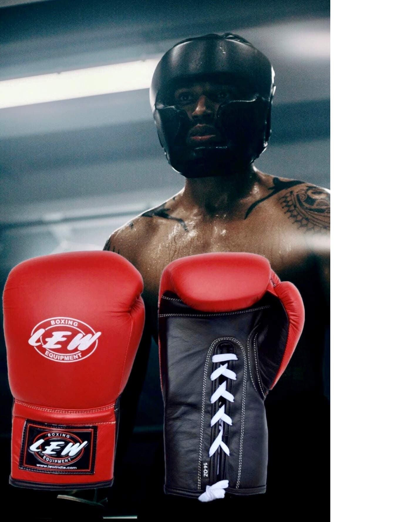 LEW Professional Genuine Leather Lace Up 16 OZ Fight/Training/Contest Boxing Gloves