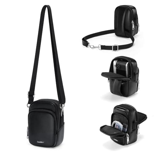Cwatcun Mini Digital Compact Camera Sling Bag PU LeatherPortable Protective Small Crossbody Camera Case Lightweight Photography Camera waist bag for Canon Nikon Sony Fuji Digital Camera