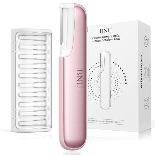 Dermaplane Razor for Women Face, BNU Facial Hair Remover for Anti-Aging - Rechargeable - LED Light - Sonic Edges - 3 Speeds, Ergonomic Handle Face Dermaplaning Tool 10 Weeks, Pink
