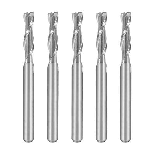 uxcell 5PCS 1/8" Shank 3.0mm x 12mm Carbide End Mill CNC Router Bits 2 Flute Milling Bit for Acrylic PVC MDF Wood