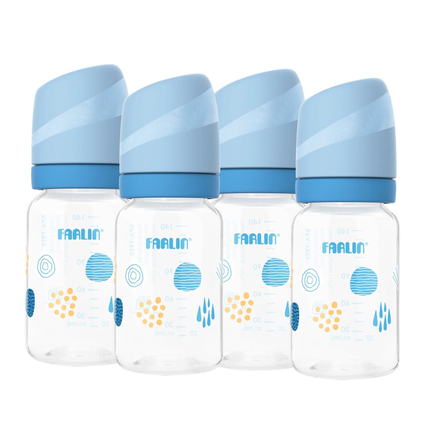 Farlin Standard Neck PP Feeding Bottle 140ml Blue 0m+ Pack Of 4