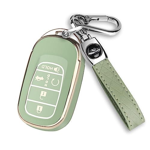 QBUC for Honda Key Fob Cover Compatible with Honda Accord Civic HRV CRV Pilot 20222026 5 Buttons Smart Remote Key Gold TrimGreen