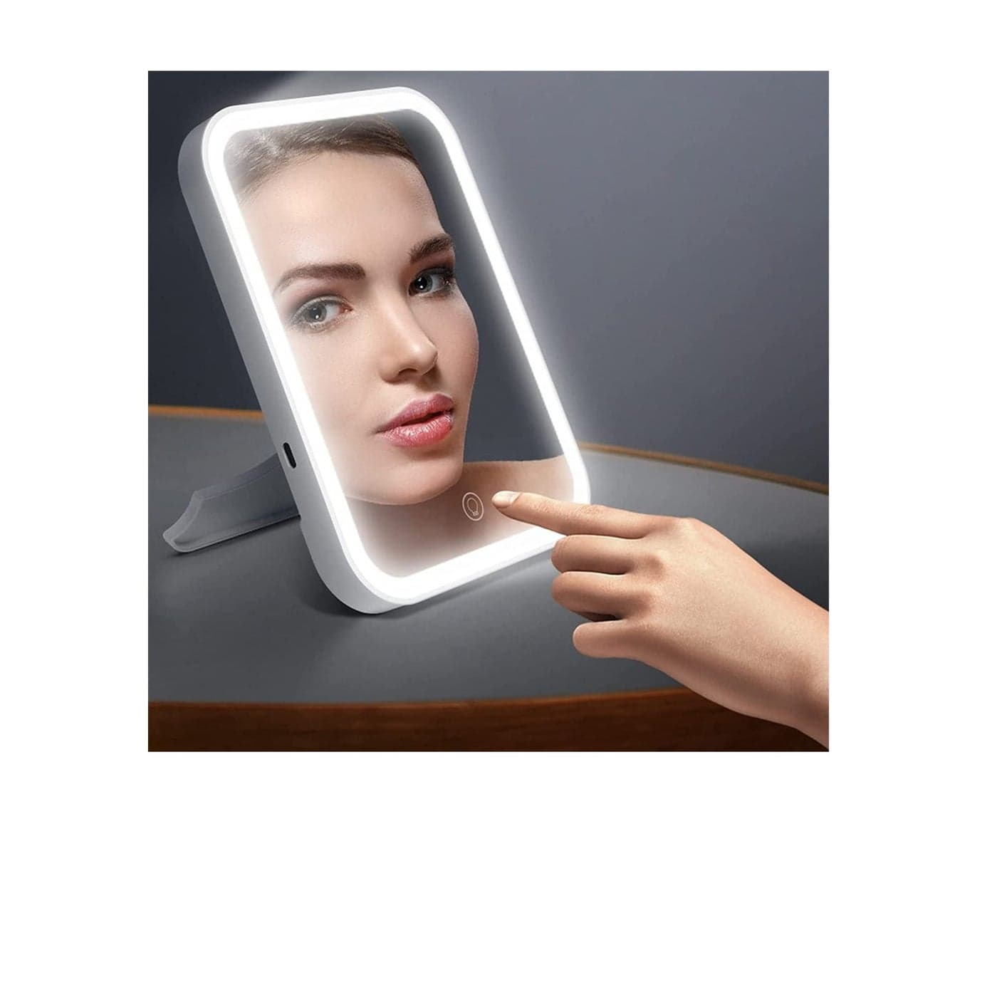 Makeup Mirror with Light and Magnifying Lighted Vanity with Touch Screen Dimmable Intelligent Switch Portable and Foldable Stand Makeup Mirror for Tabletop Bathroom 3 Color