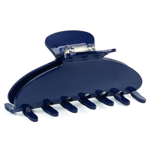 MAORULU Cute Claw Clip for Women 4 Large Acetate Hair Clips for Thick Thin Curly Long Hair Durable Hair Clamp Nonslip Jaw Clip Strong Hold Stylish French Design Navy Blue
