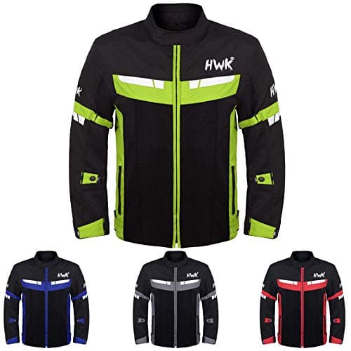 HWK Mesh Motorcycle Jacket Riding Air Motorbike Jacket Biker CE Armored Breathable (Large, Green) - Motorcycle Accessories