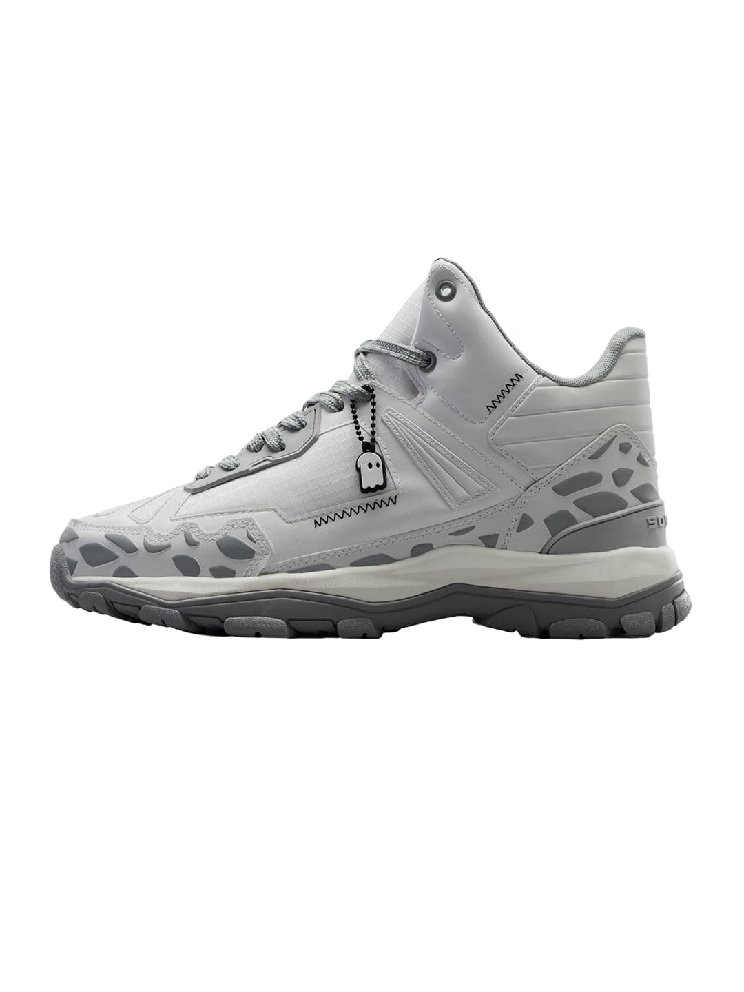 The Souled Store Souled: Viper Men and Boys Mid Top Sneakers | Light Grey & Black Streetwear Trainer with Viper Scale Pattern, Chunky Sole & Padded Ankle Support