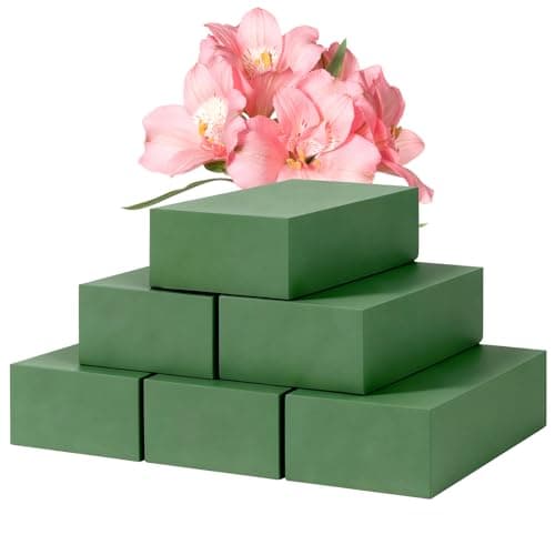 Mkobon 6 Pack Floral Foam Blocks Green Plant Dry Wet Flower Arrangement Foam Styrofoam Block for Fresh and Artificial Flowers Decor Supplies for Wedding Home Garden 55L x 31W x 16H