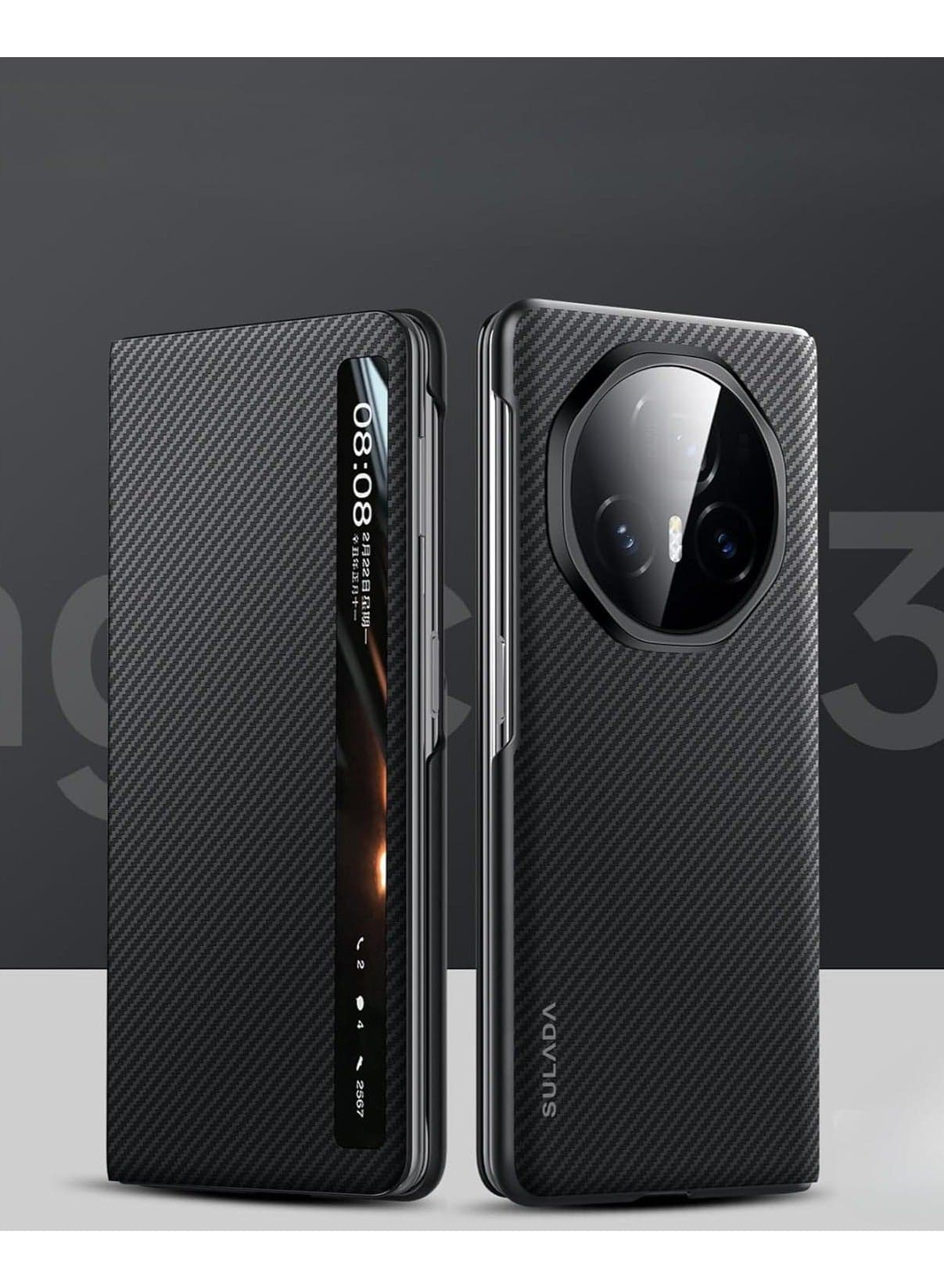 Case Compatible with Honor Magic V3 Case, Carbon fiber texture, Double sided full package, earthquake and fall resistant, Automatic wake-up/sleep mode,case for Honor Magic V3