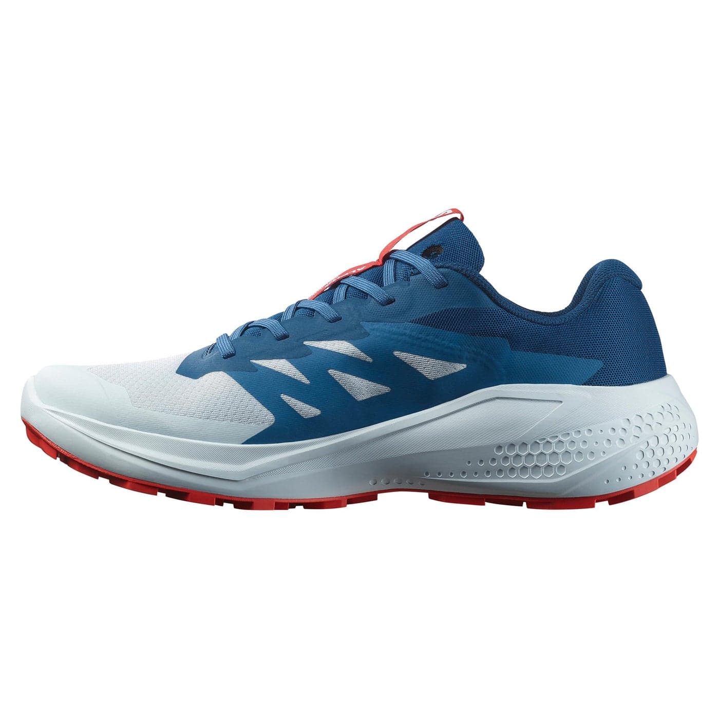 Salomon Mens Alphaglide Trail Running Shoe Lightweight Cushioning and AllTerrain Grip for Trail Running Hiking Ballad BlueDark BlueFiery Red 95 Medium