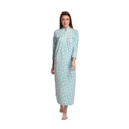 CIERGE Women's Wool Abstract Print Maxi Nighty (CIERGE WOOL MAXI_Sky Blue_Free Size)