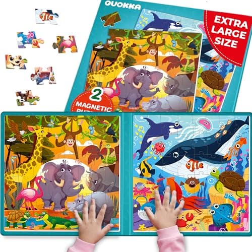 QUOKKA Magnetic Puzzles for Toddlers 35 2x48 Pieces Travel Games for Kids Ages 24 Ocean Africa Animals Magnetic Puzzles for Kids Ages 48 Educational Puzzle Gift Toy for Boys and Girls