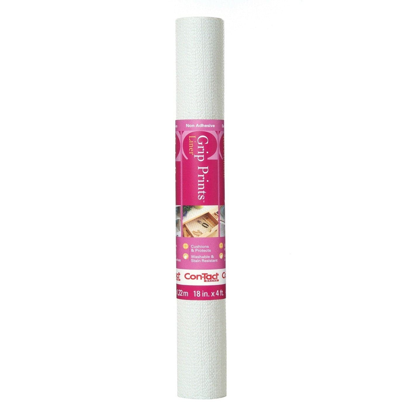 ConTact Brand Grip Prints Shelf Liner Durable and NonAdhesive Liners NonSlip Drawer and Cabinet Liner 18 x 4 White Pack of 1 Roll