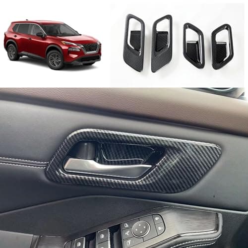 TERDARAY Interior Door Handle Bowl Cover Compatible with Nissan Rogue 2021 2022 2023 2024 2025 2026 Inner Door Decoration Trim Car Accessories ABS 4PC Carbon Fiber Style