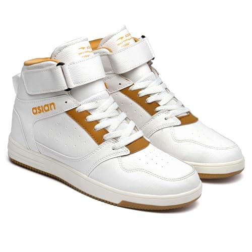ASIAN Carnival-02 Men's High Top Casual Chunky Fashion Sneakers,Dancing Shoes | Basketball Shoes with Rubber Outsole for Boys Cream TAN,UK 8